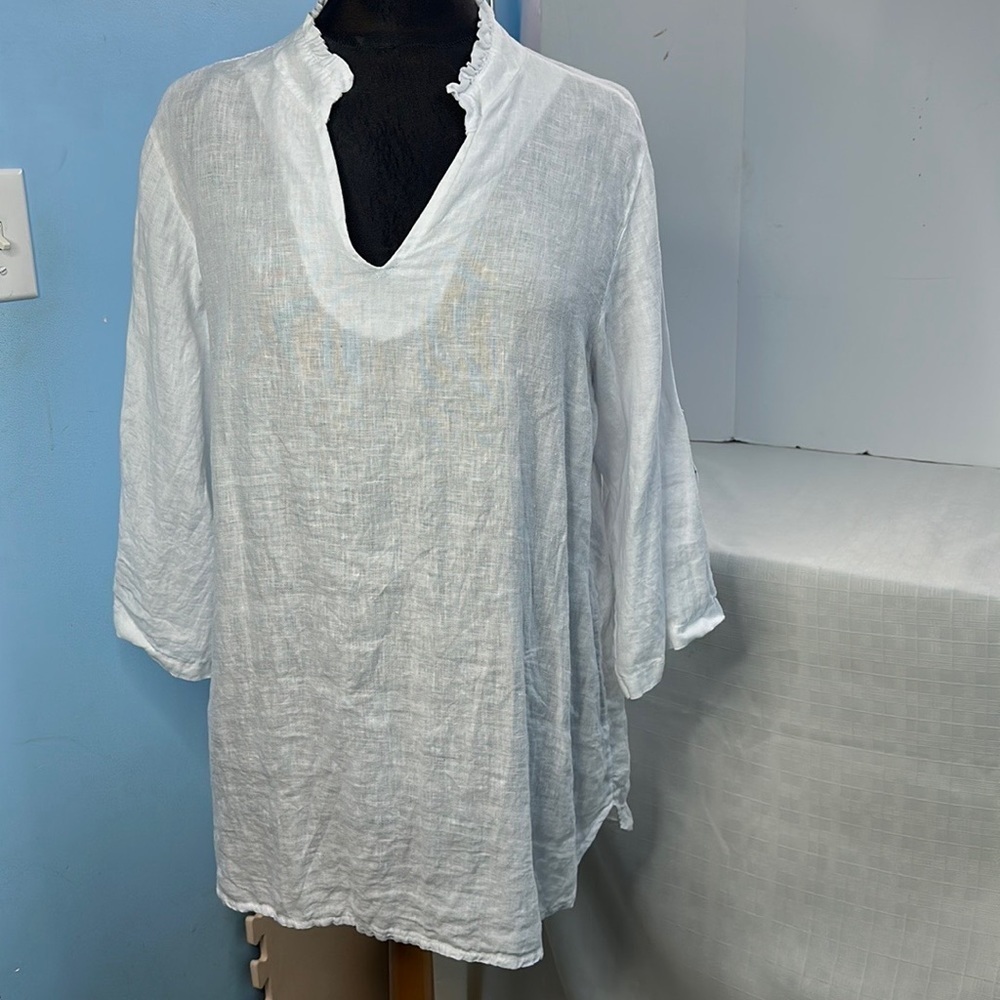 Rosemary made In Italy linen Blouse in white NWOT - Picture 2 of 8